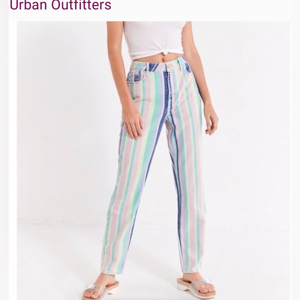 BDG Urban Outfitters Rainbow Stripe High Rise Mom Jean Sz 26